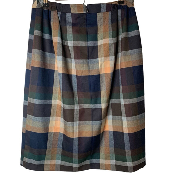 John Meyer Skirt Women's 14w Tartan Office Stretchy Waist Lined Front Side Slit - Picture 2 of 6